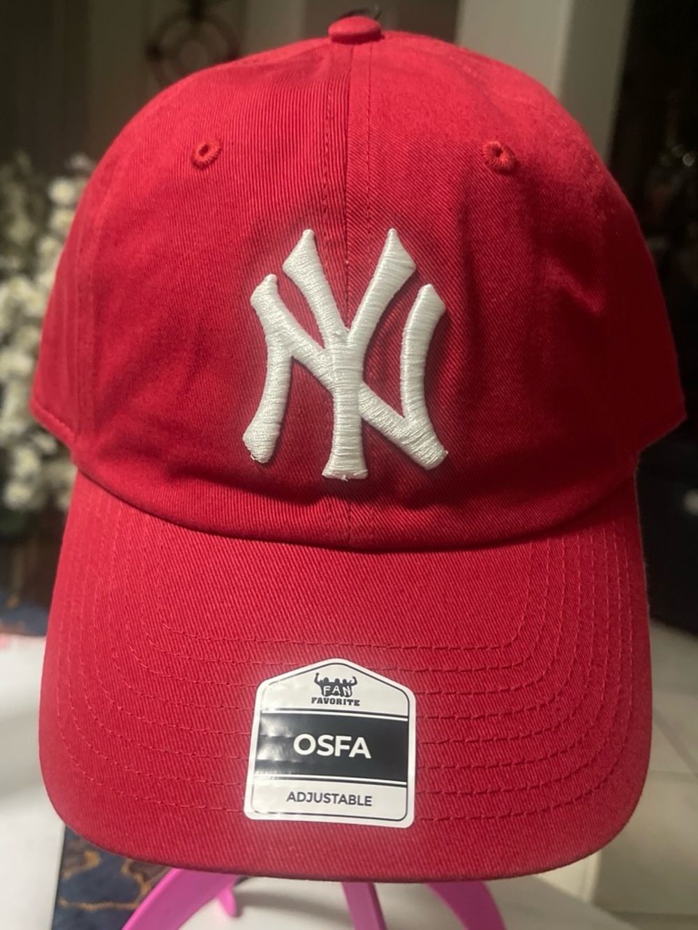 Adjustable Red Kids Baseball Cap with White NY Logo